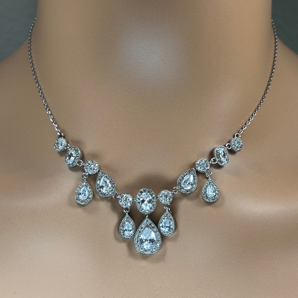 Formal Silver & Clear Crystal Formal Wear Necklace